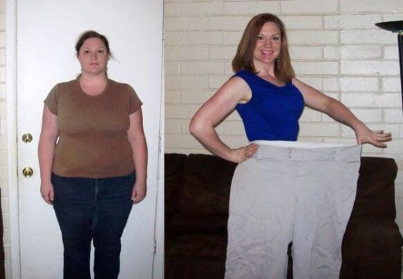 Kobieta przed i po zastosowaniu diety pitnej